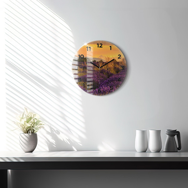 Round glass clock Lavender meadow France
