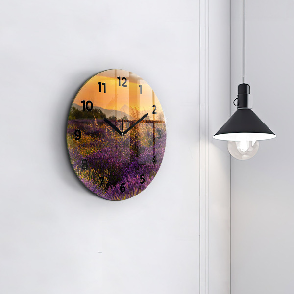 Round glass clock Lavender meadow France