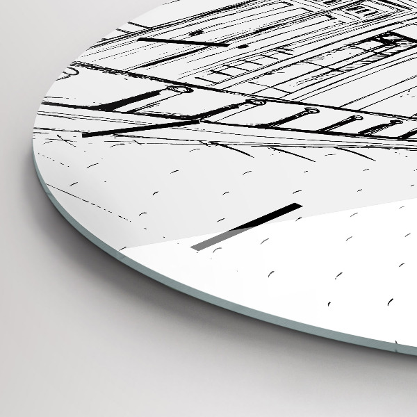Round glass clock Drawing of the city of Provence