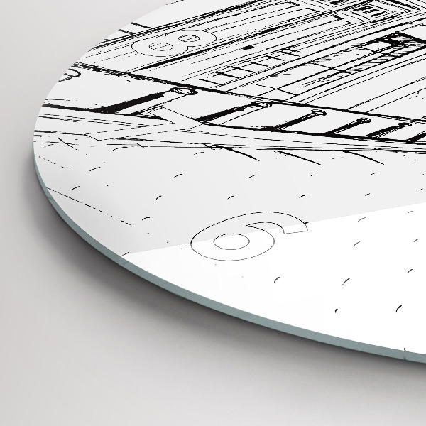 Round glass clock Drawing of the city of Provence