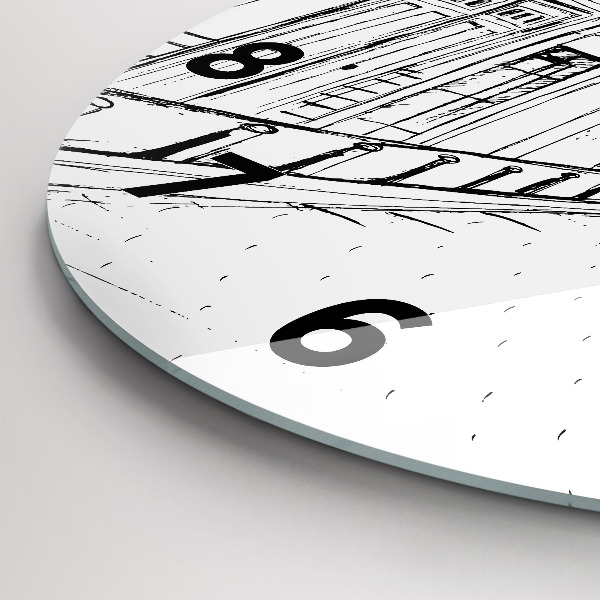 Round glass clock Drawing of the city of Provence