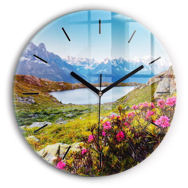 Round glass clock Mont Blanc Glacier Chamonix