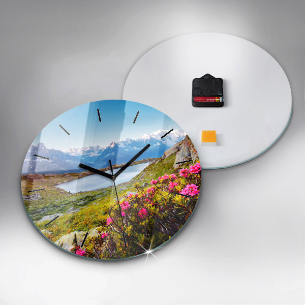 Round glass clock Mont Blanc Glacier Chamonix