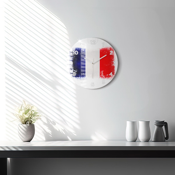Round glass clock Flag of France