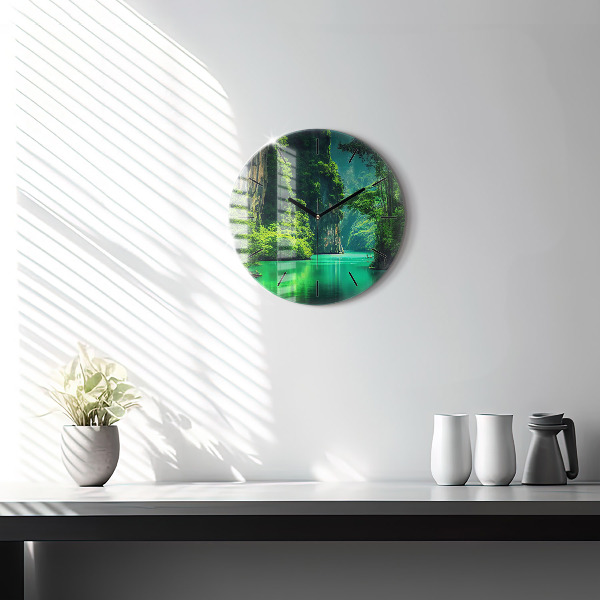 Round glass clock 'Thailand''s natural landscape'
