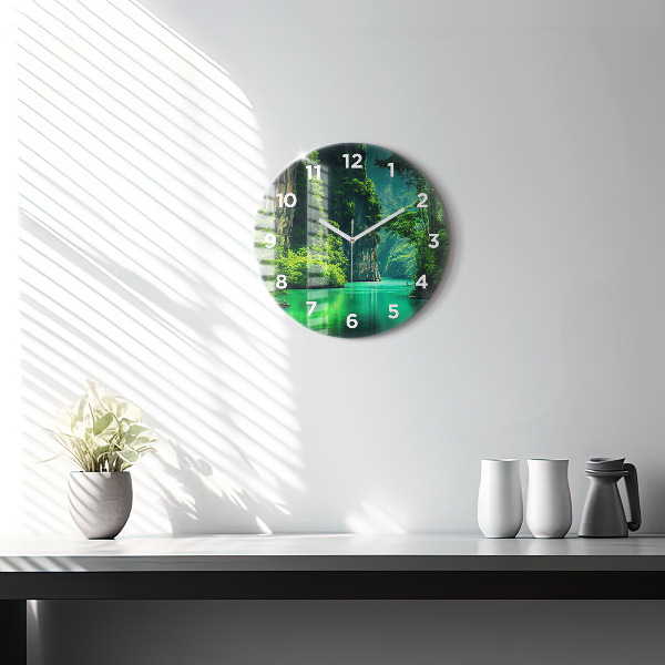 Round glass clock 'Thailand''s natural landscape'