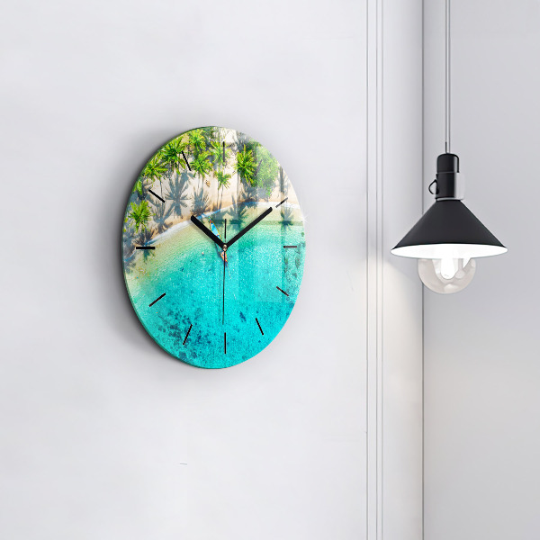 Round glass clock Tropical beach Koh Tao