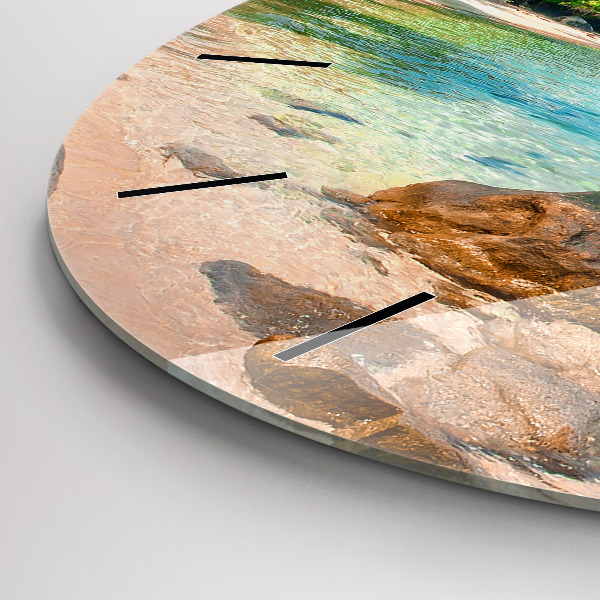Round glass clock Beautiful beach in Thailand