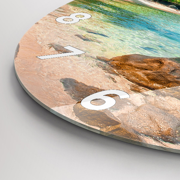 Round glass clock Beautiful beach in Thailand