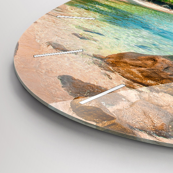 Round glass clock Beautiful beach in Thailand