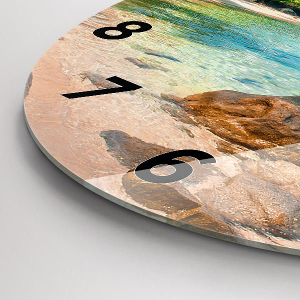 Round glass clock Beautiful beach in Thailand