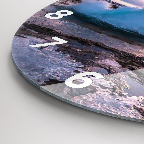 Round glass clock Geyser on the island of Iceland