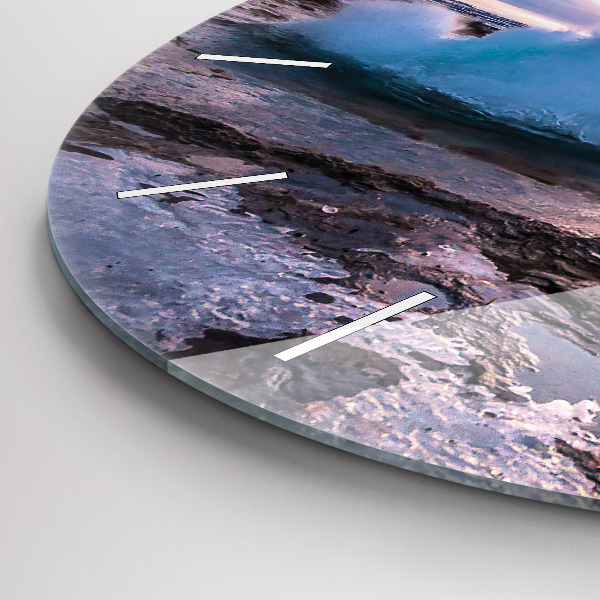 Round glass clock Geyser on the island of Iceland
