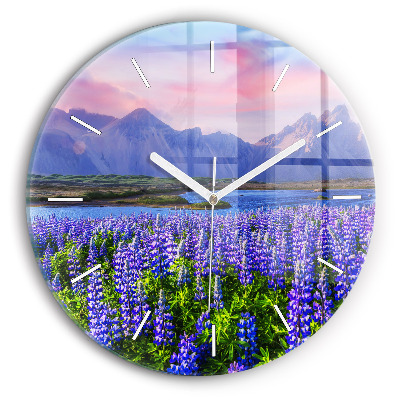 Round glass clock Mountain view Iceland