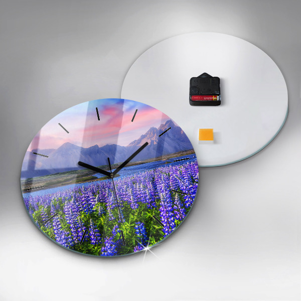 Round glass clock Mountain view Iceland