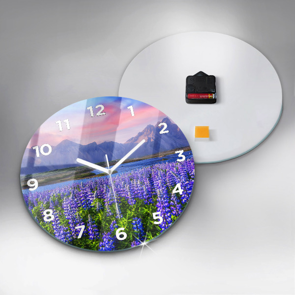 Round glass clock Mountain view Iceland