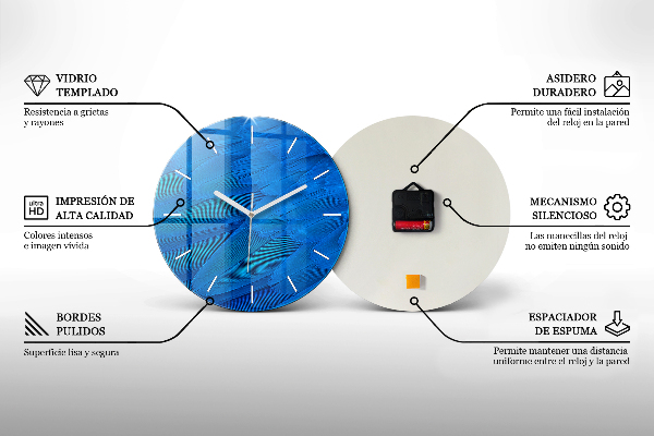 Round glass clock Landscape with a waterfall