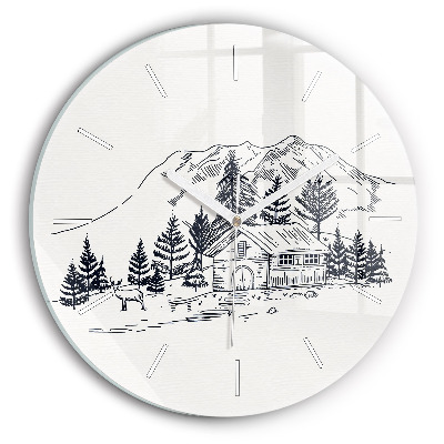 Round glass clock Cartoon town