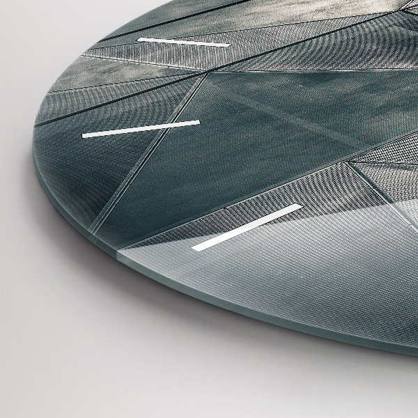 Round glass clock Metal abstract triangles
