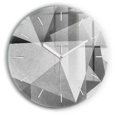 Round glass clock Gray Geometric Abstraction