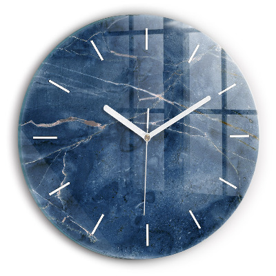 Round glass clock Blue marble texture