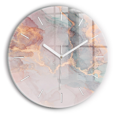 Round glass clock Marble texture