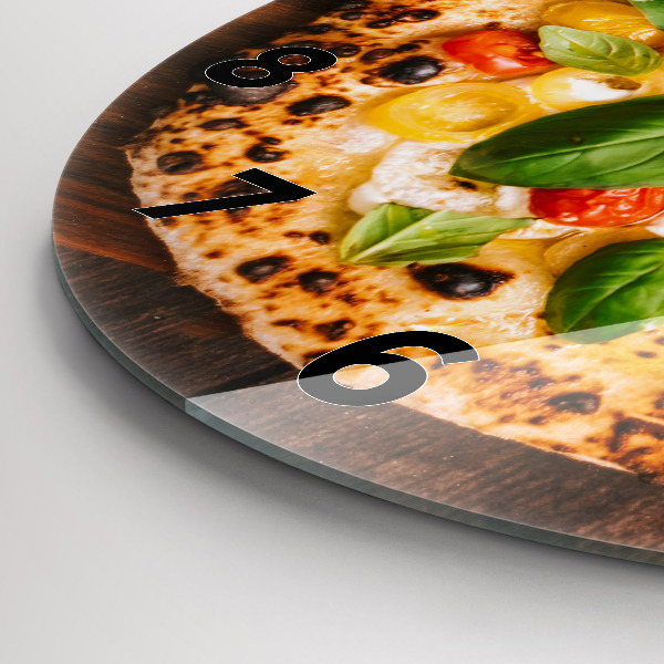 Round glass clock Italian pizza