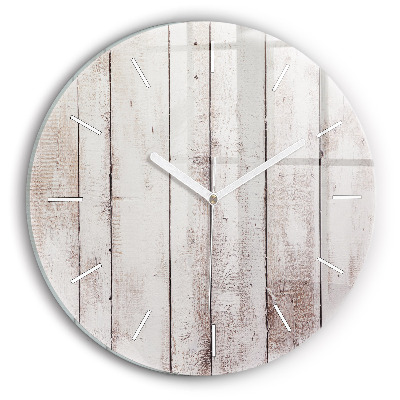 Round glass clock Light wood planks