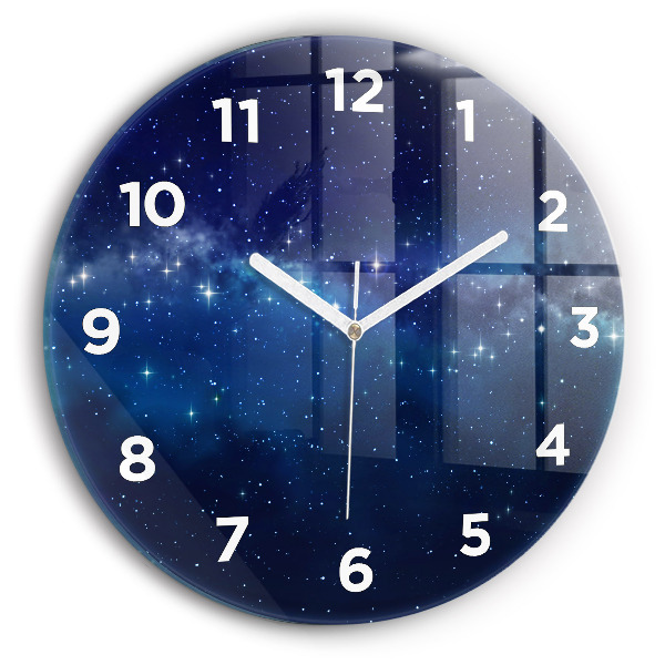 Round glass clock Dark sky stars