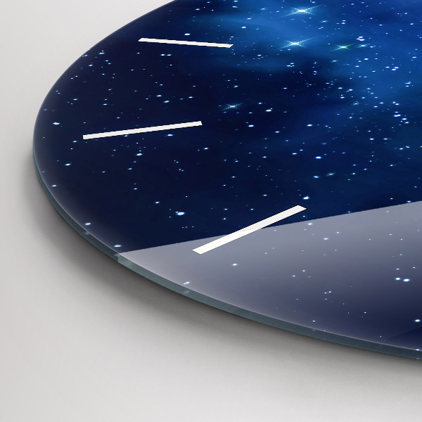 Round glass clock Dark sky stars