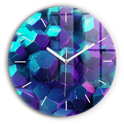 Round glass clock Geometric figures