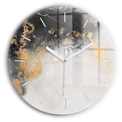 Round glass clock Artistic marble