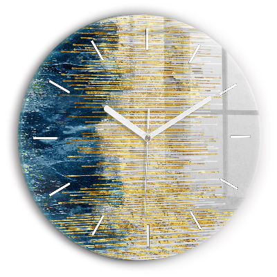 Round glass clock Decorative pattern and gold