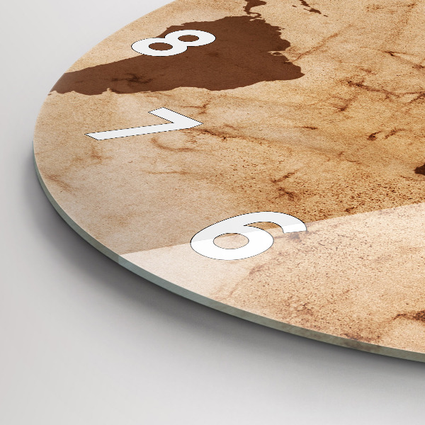 Round glass clock Vintage world map