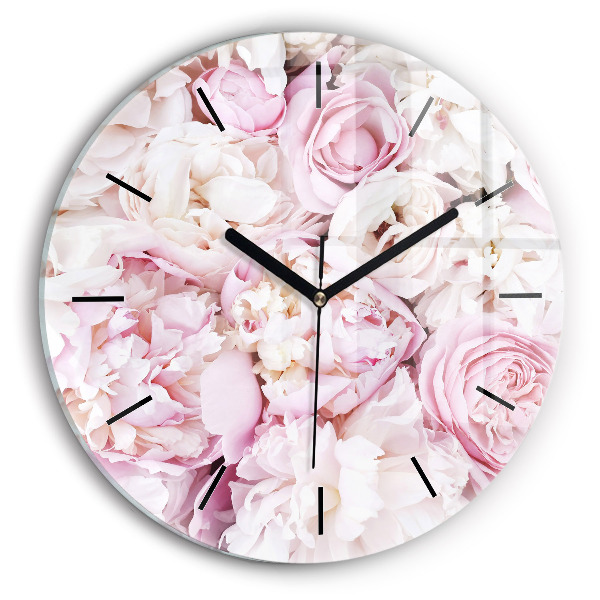 Round glass clock Decorative flowers