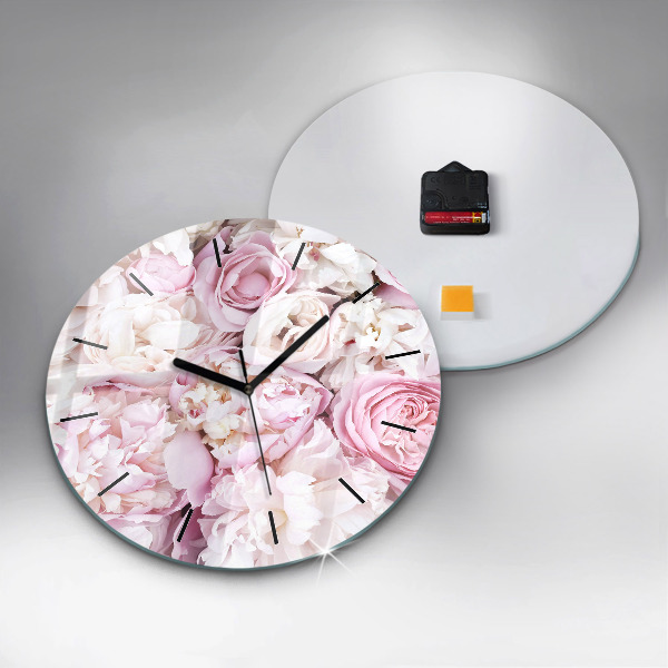 Round glass clock Decorative flowers