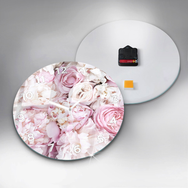 Round glass clock Decorative flowers