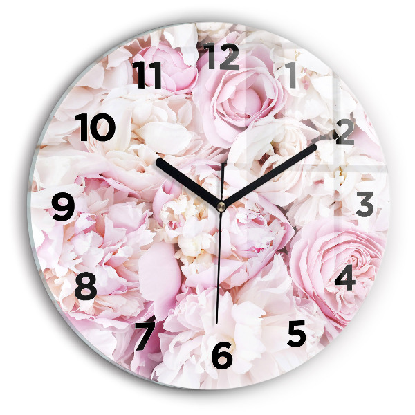 Round glass clock Decorative flowers