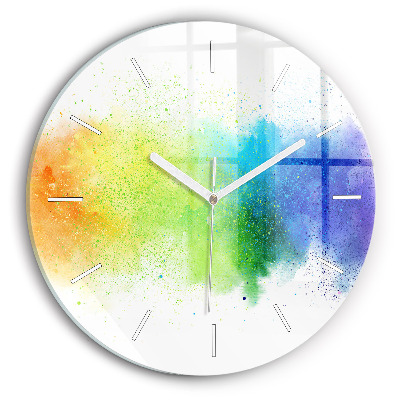 Round glass clock Abstract rainbow