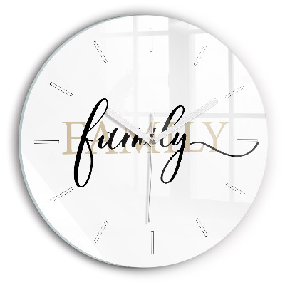 Round glass clock Family inscription