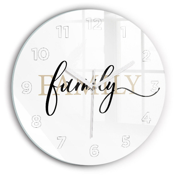 Round glass clock Family inscription