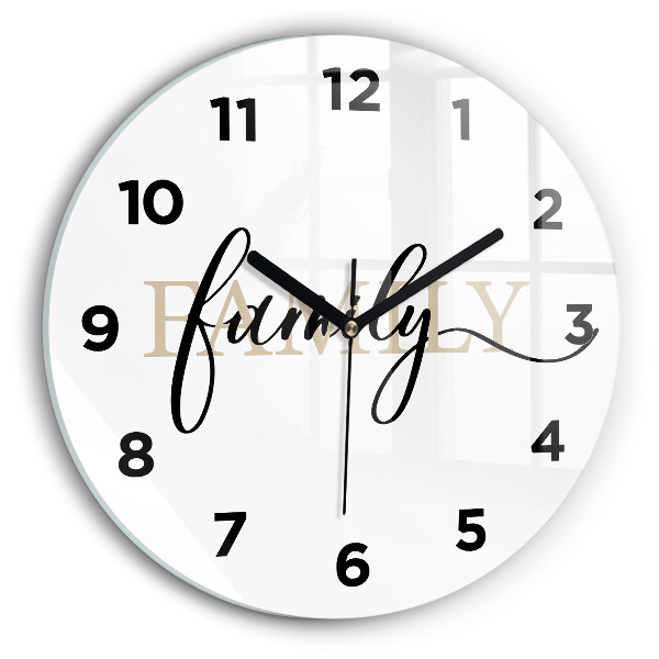 Round glass clock Family inscription