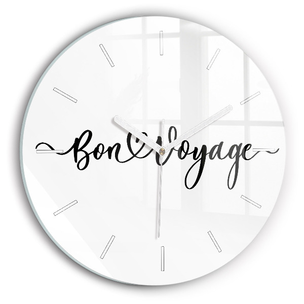 Round glass clock The inscription Bon voyage