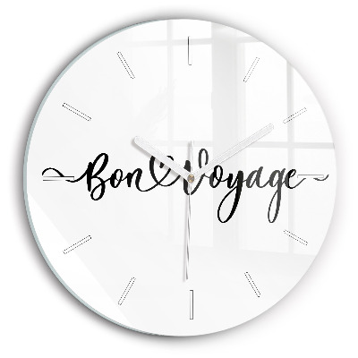 Round glass clock The inscription Bon voyage