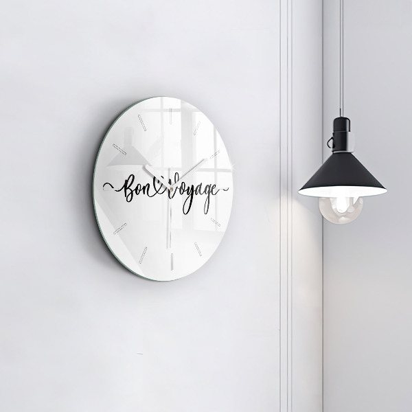 Round glass clock The inscription Bon voyage