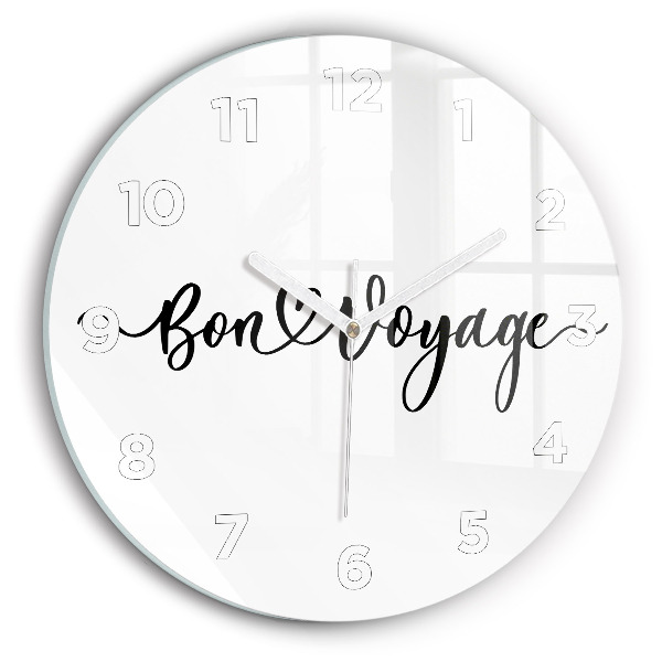Round glass clock The inscription Bon voyage