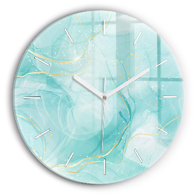 Round glass clock Abstract marble