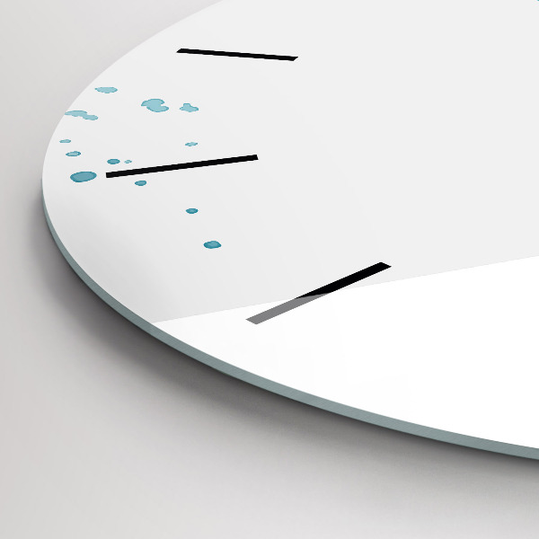 Round glass clock Brush strokes