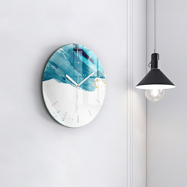 Round glass clock Brush strokes