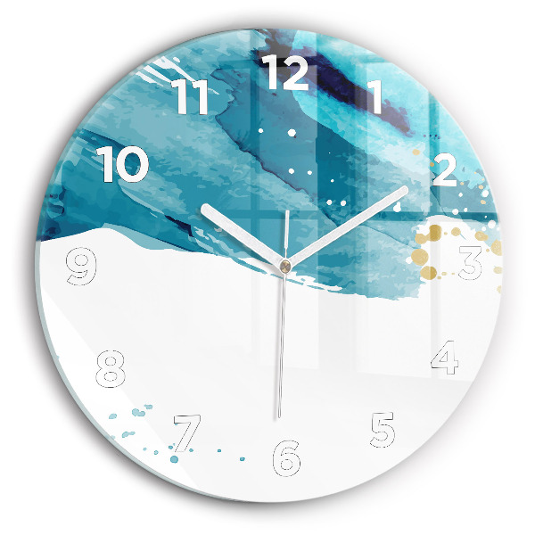 Round glass clock Brush strokes